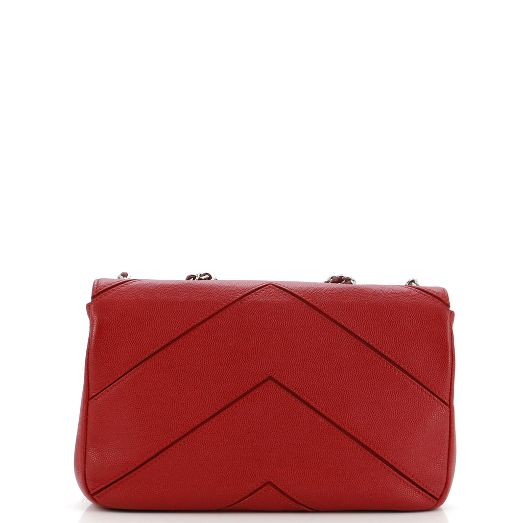 Chanel Macro Flap Bag Chevron Caviar Large