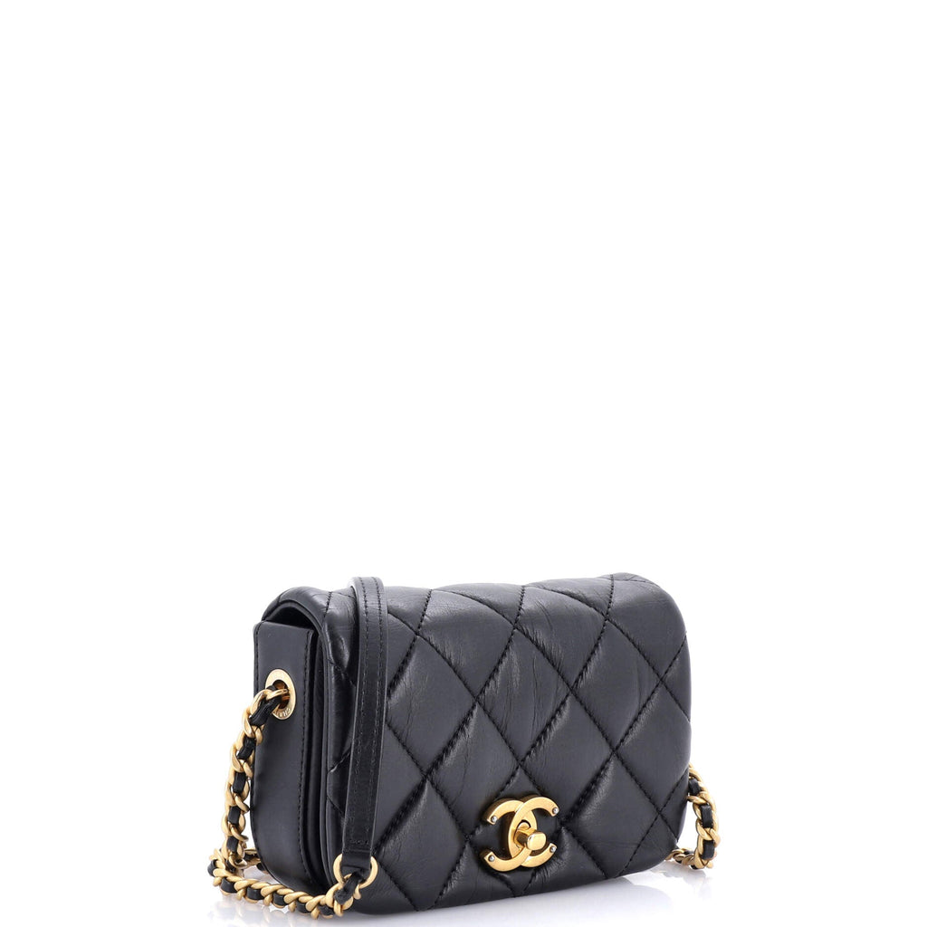Chanel Nailed CC Full Flap Bag Quilted Calfskin Mini