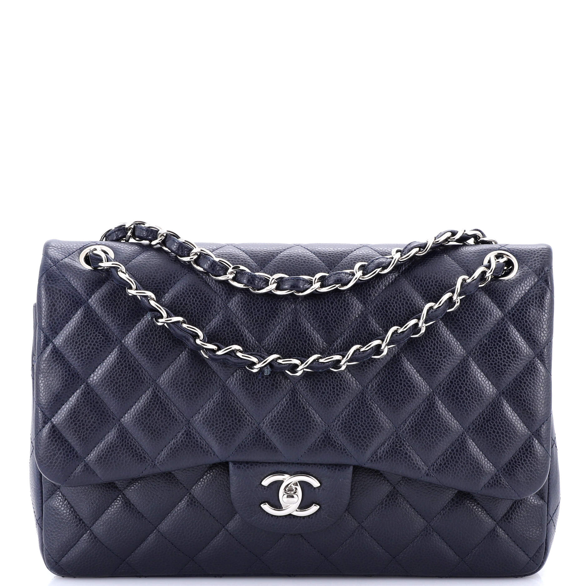 Chanel Classic Double Flap Bag Quilted Caviar Jumbo