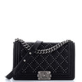 Chanel Boy Flap Bag Studded Quilted Distressed Calfskin Old Medium