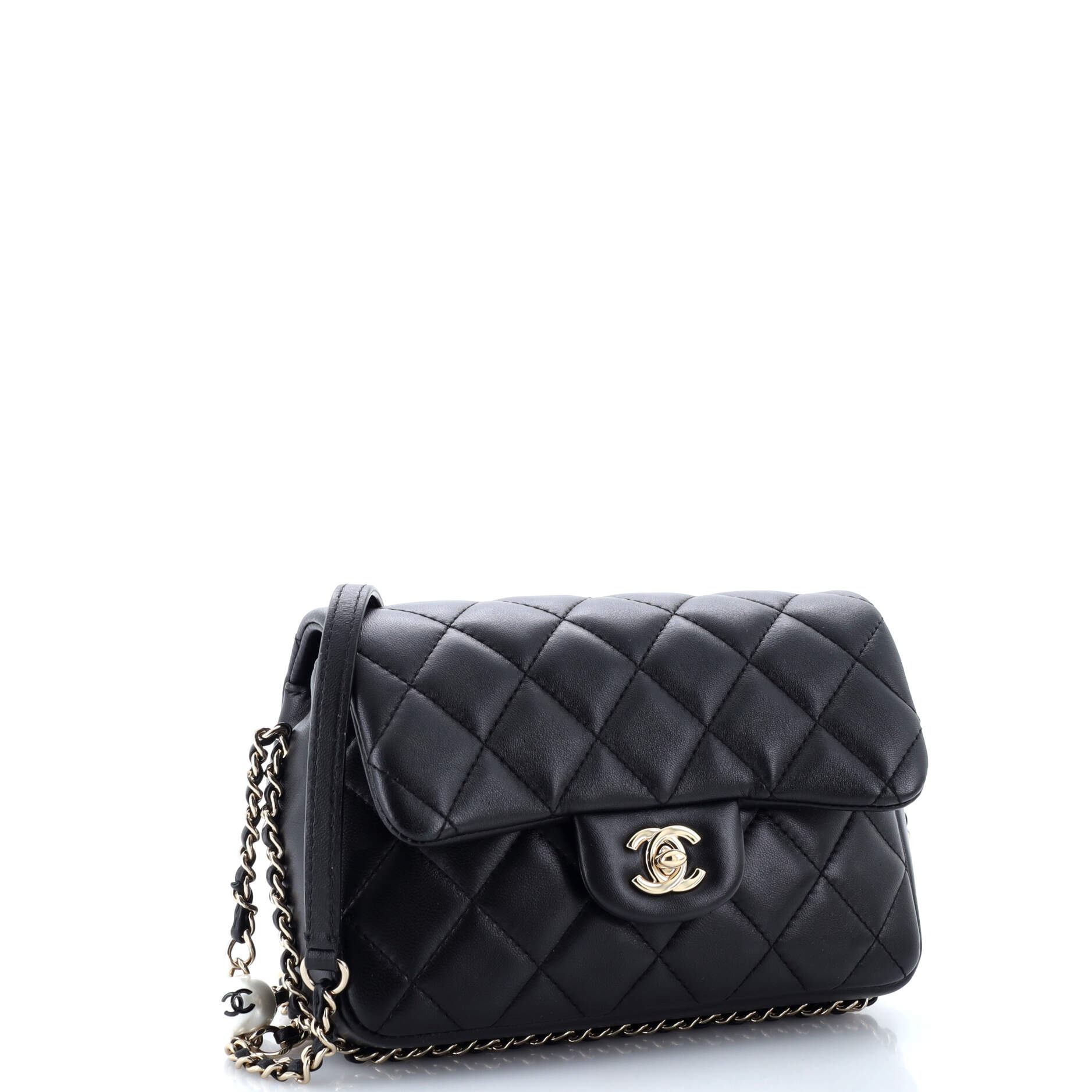 Chanel My Precious Pearls Chain Flap Bag Quilted Lambskin Medium