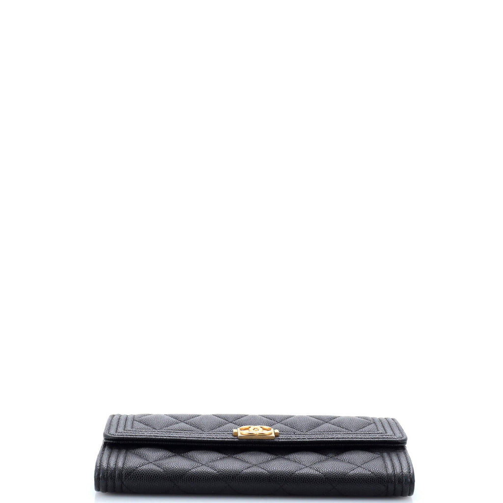 Chanel Boy Flap Wallet Quilted Caviar Long