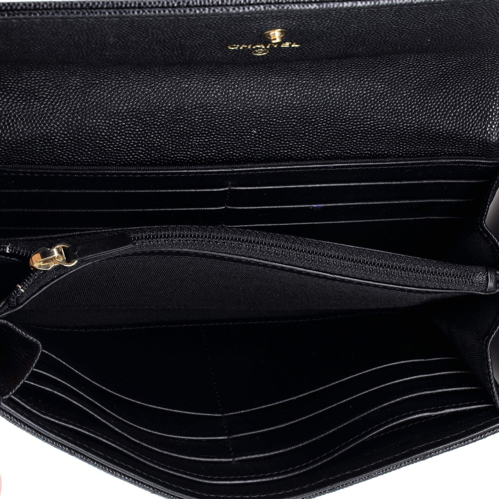 Chanel Boy Flap Wallet Quilted Caviar Long