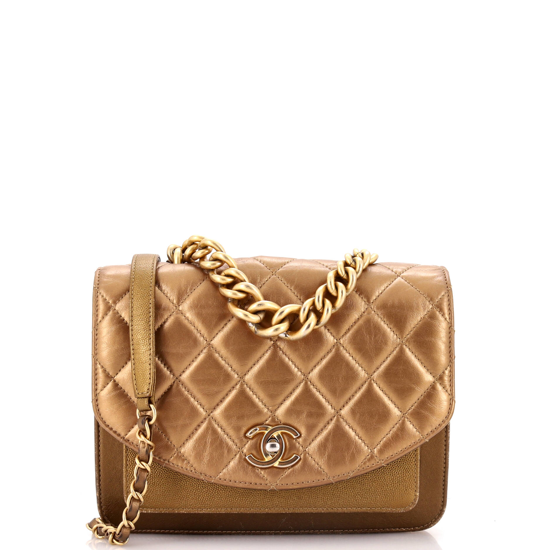Chanel Chain Handle Flap Bag Quilted Calfskin with Caviar Small