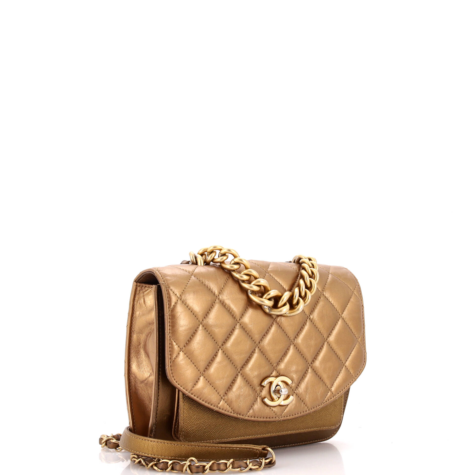 Chanel Chain Handle Flap Bag Quilted Calfskin with Caviar Small