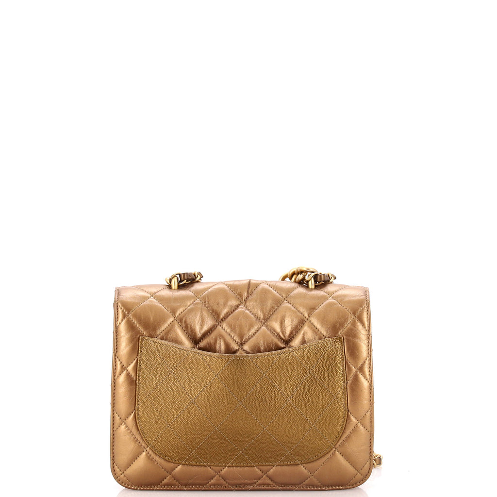 Chanel Chain Handle Flap Bag Quilted Calfskin with Caviar Small