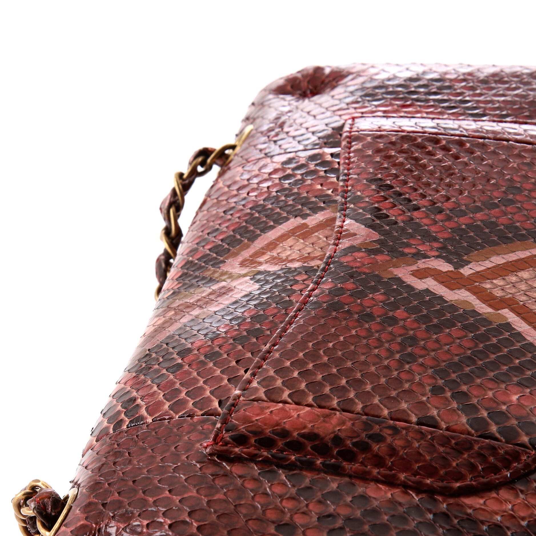 Chanel Classic Double Flap Bag Multicolor Python Medium