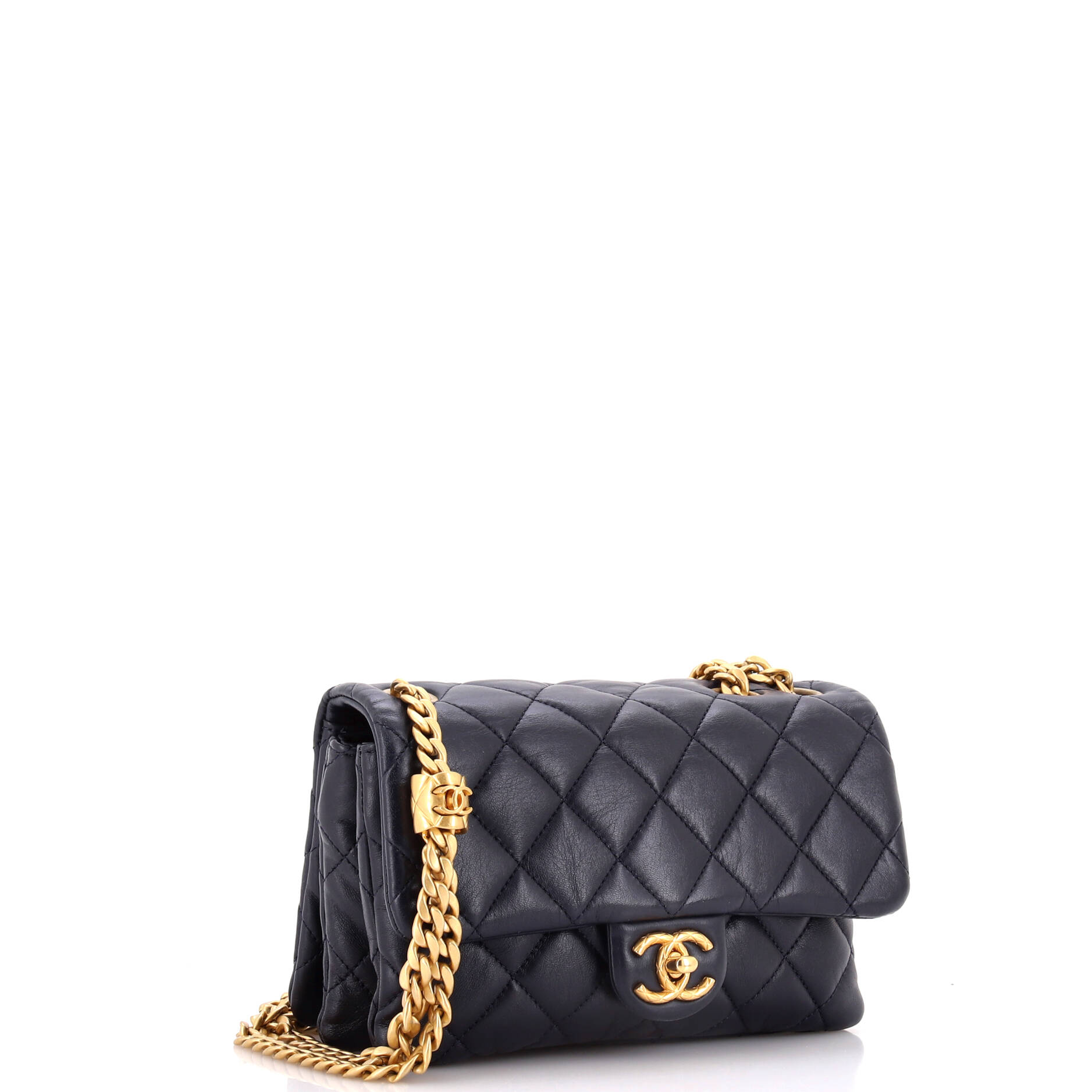 Chanel All Slide Long Flap Bag Quilted Lambskin Small
