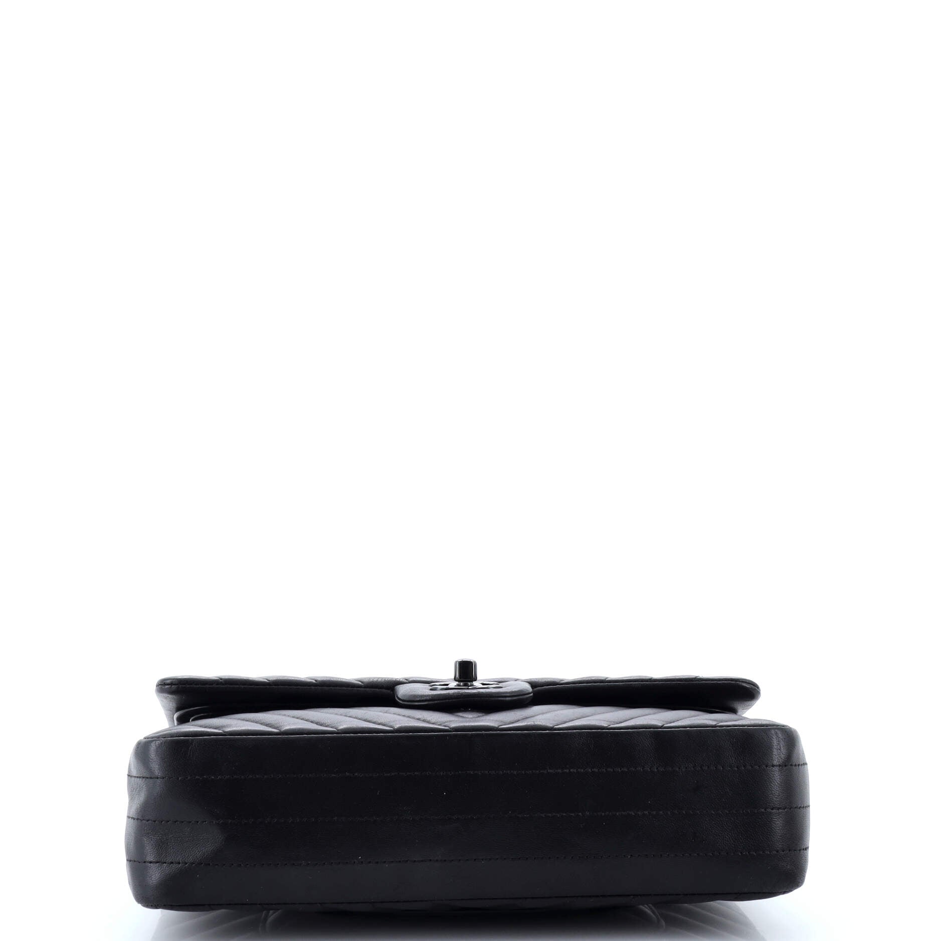 Chanel So Black Classic Double Flap Bag Chevron Lambskin Medium