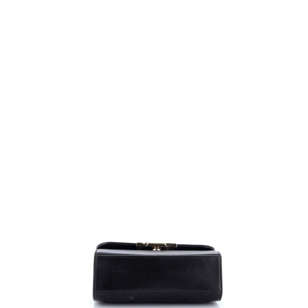 Chanel Label Click Flap Bag Quilted Calfskin Small