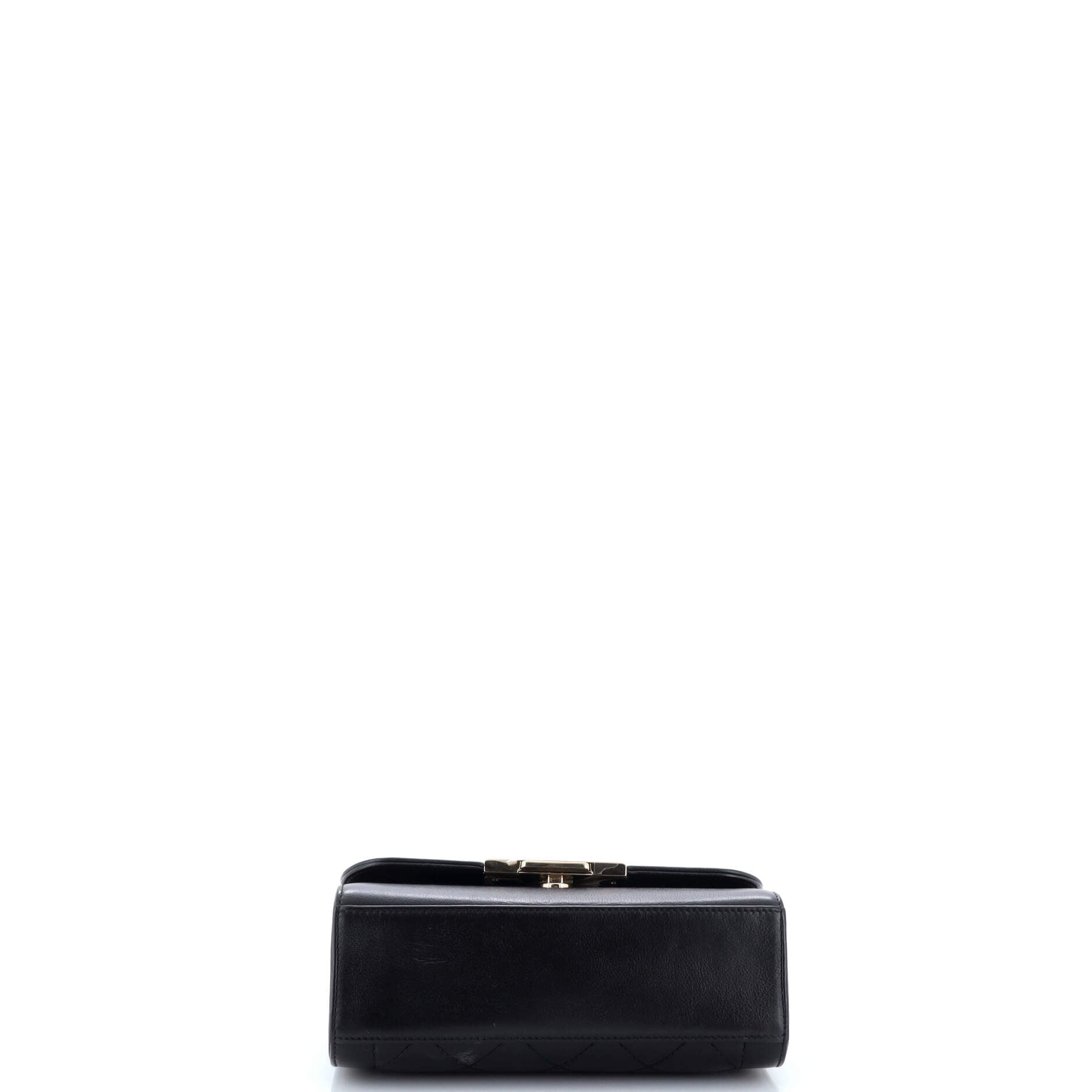 Chanel Label Click Flap Bag Quilted Calfskin Small
