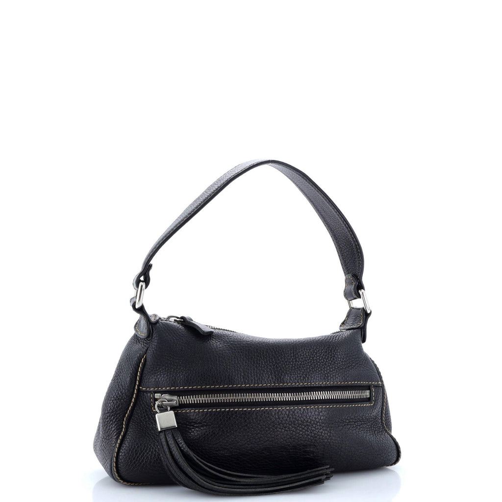 Chanel Lax Front Zip Bag Pebbled Leather Small