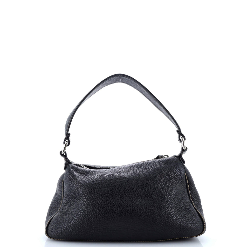 Chanel Lax Front Zip Bag Pebbled Leather Small