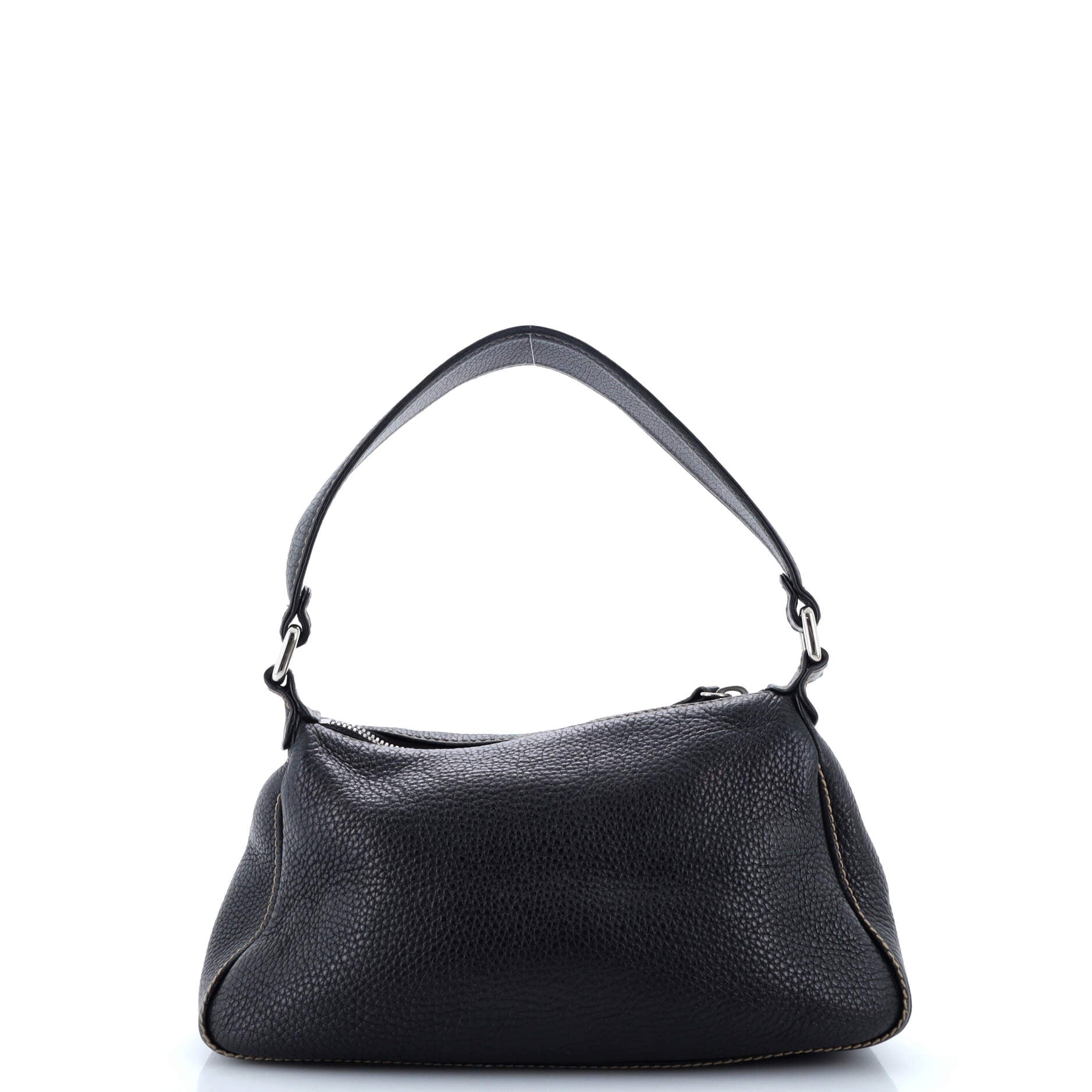 Chanel Lax Front Zip Bag Pebbled Leather Small