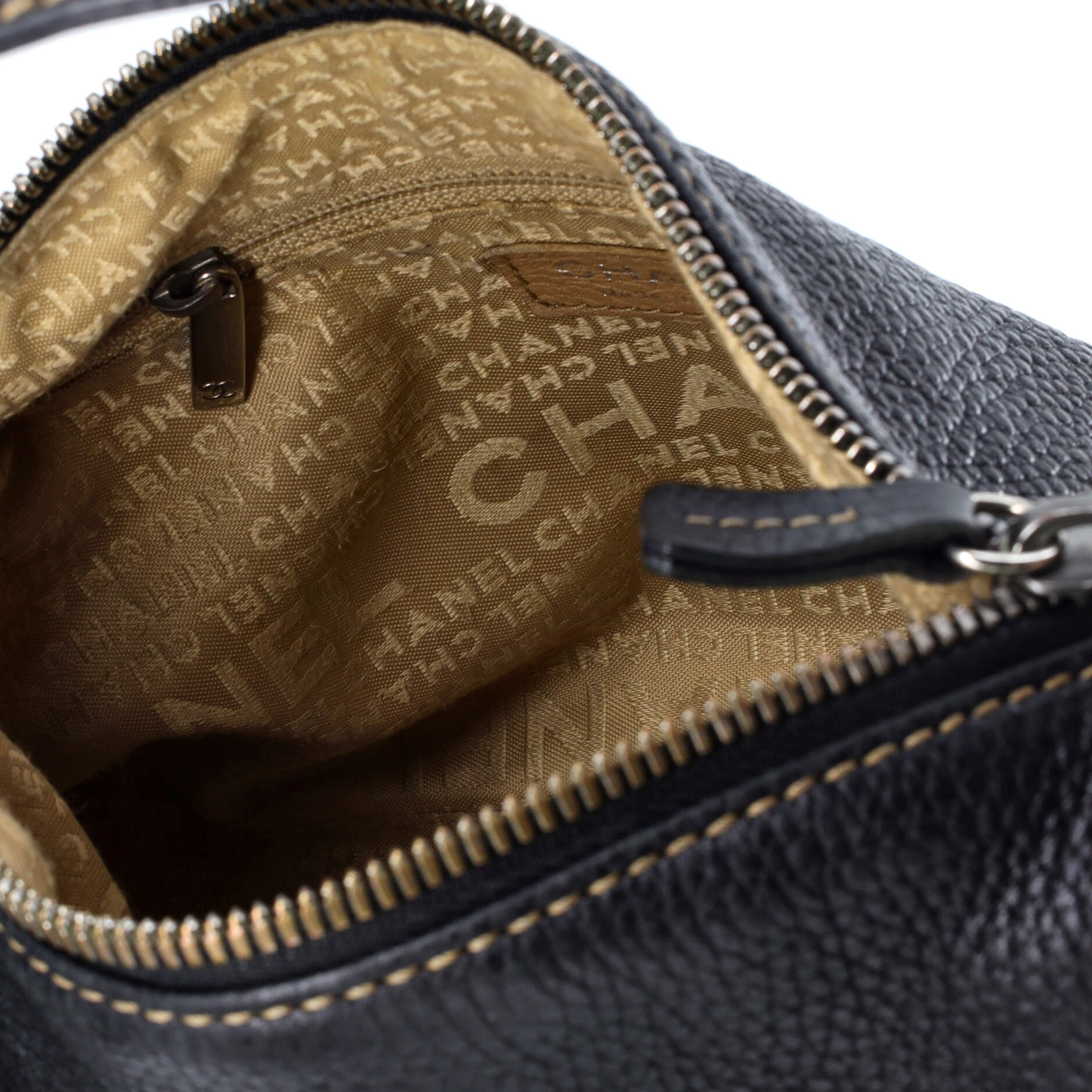 Chanel Lax Front Zip Bag Pebbled Leather Small