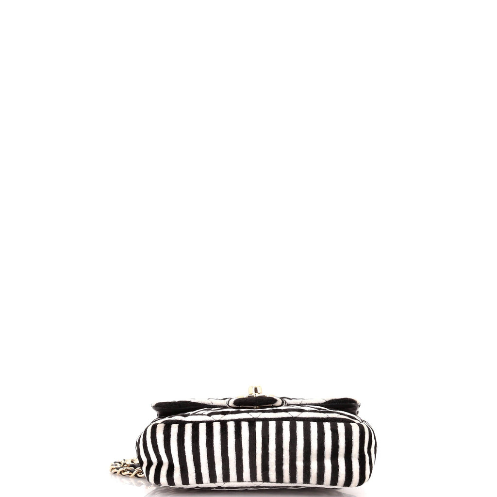 Chanel CC Chain Flap Bag Quilted Striped Velvet Extra Mini