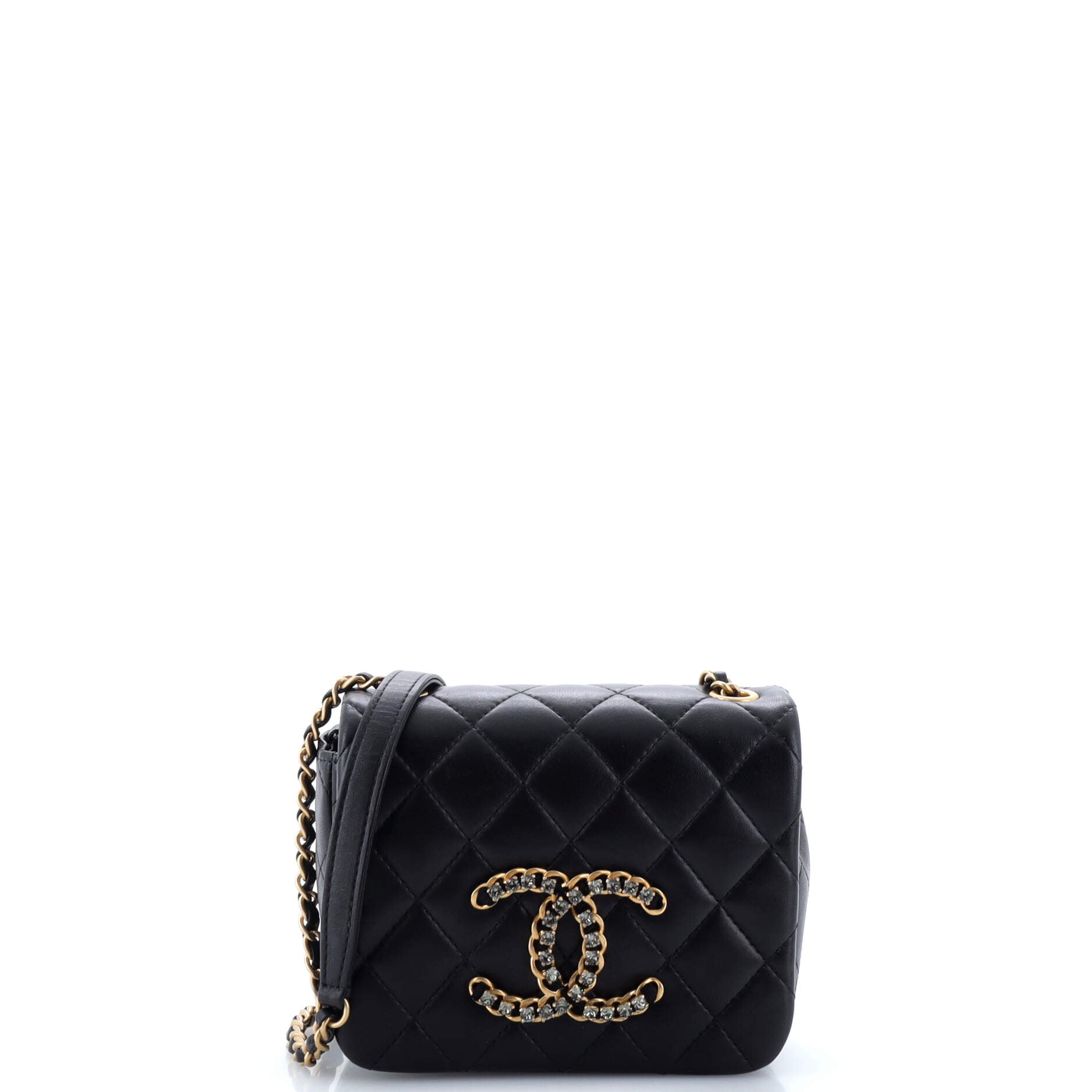 Chanel Crystal CC Full Flap Bag Quilted Lambskin Mini