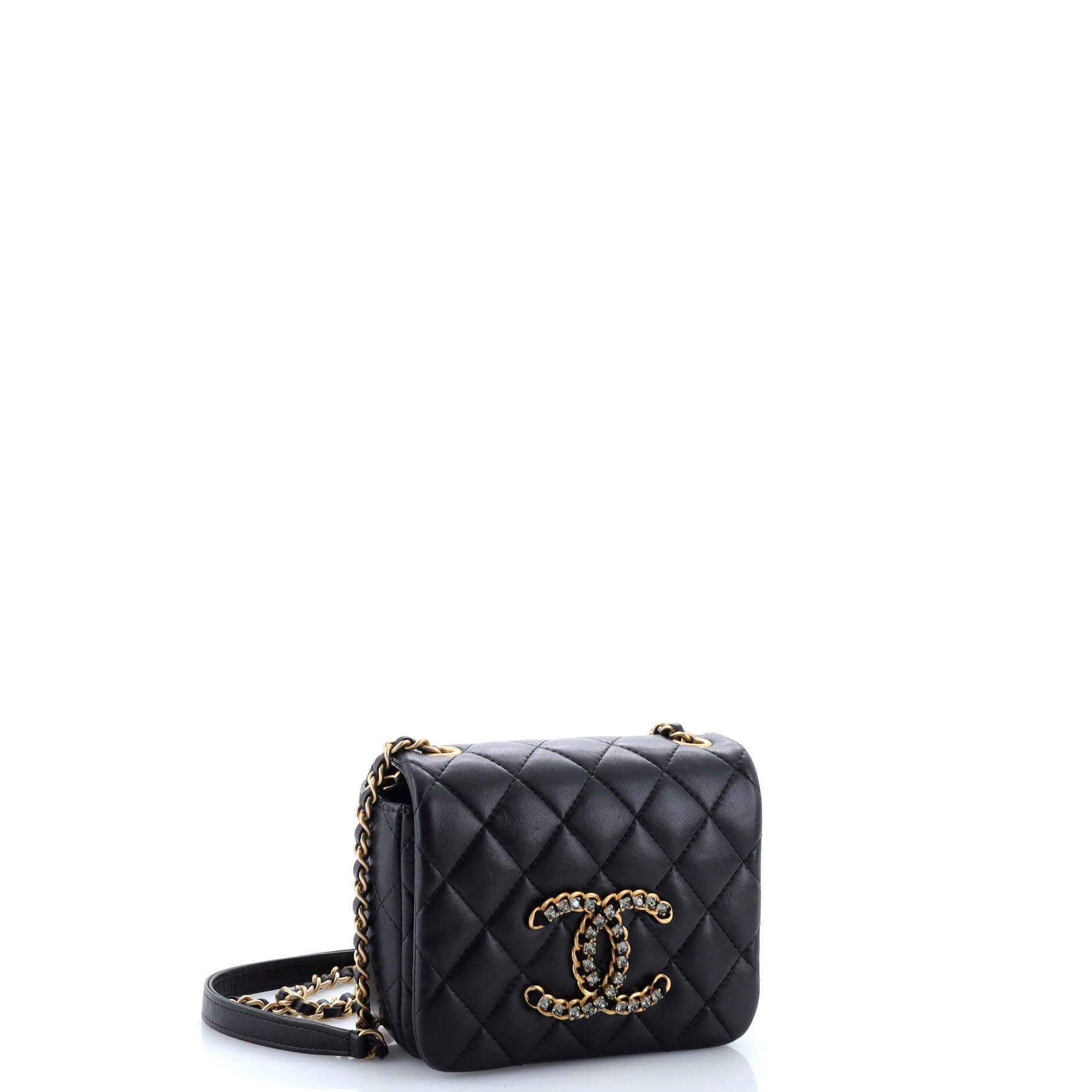 Chanel Crystal CC Full Flap Bag Quilted Lambskin Mini
