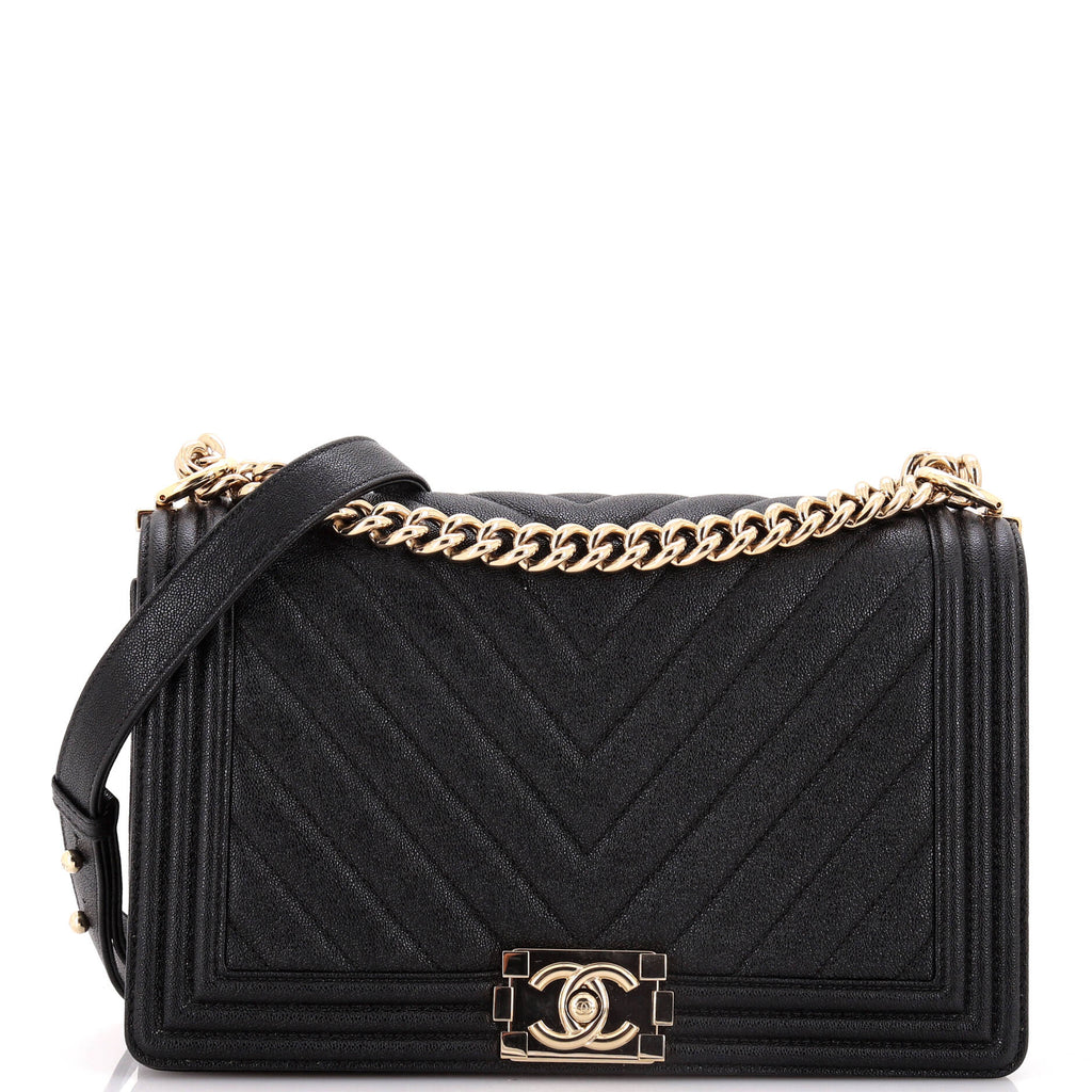Chanel Boy Flap Bag Chevron Caviar New Medium