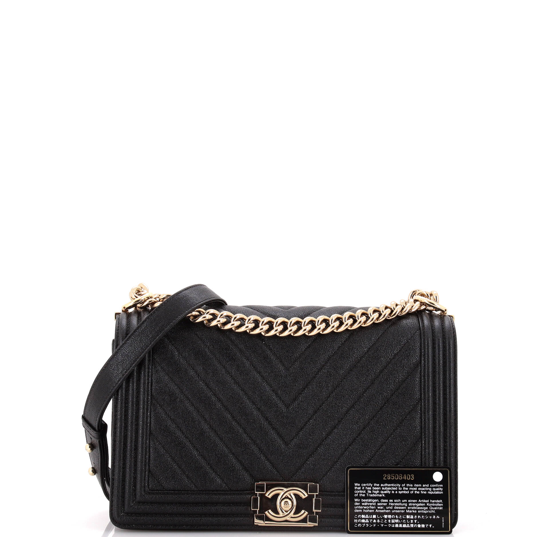Chanel Boy Flap Bag Chevron Caviar New Medium