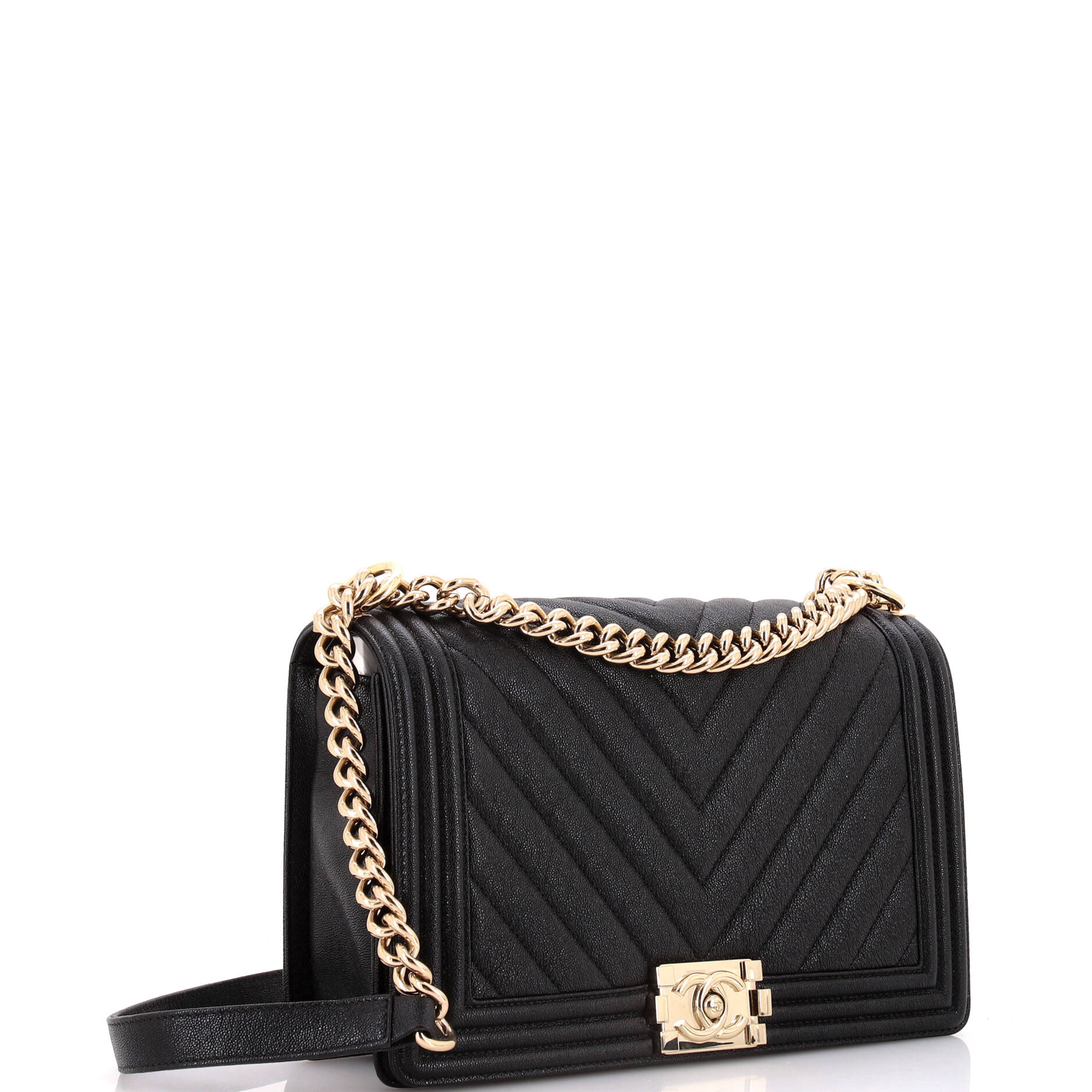 Chanel Boy Flap Bag Chevron Caviar New Medium