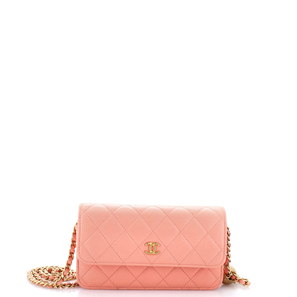 Chanel Pearl Crush Flap Phone Holder with Chain Quilted Lambskin