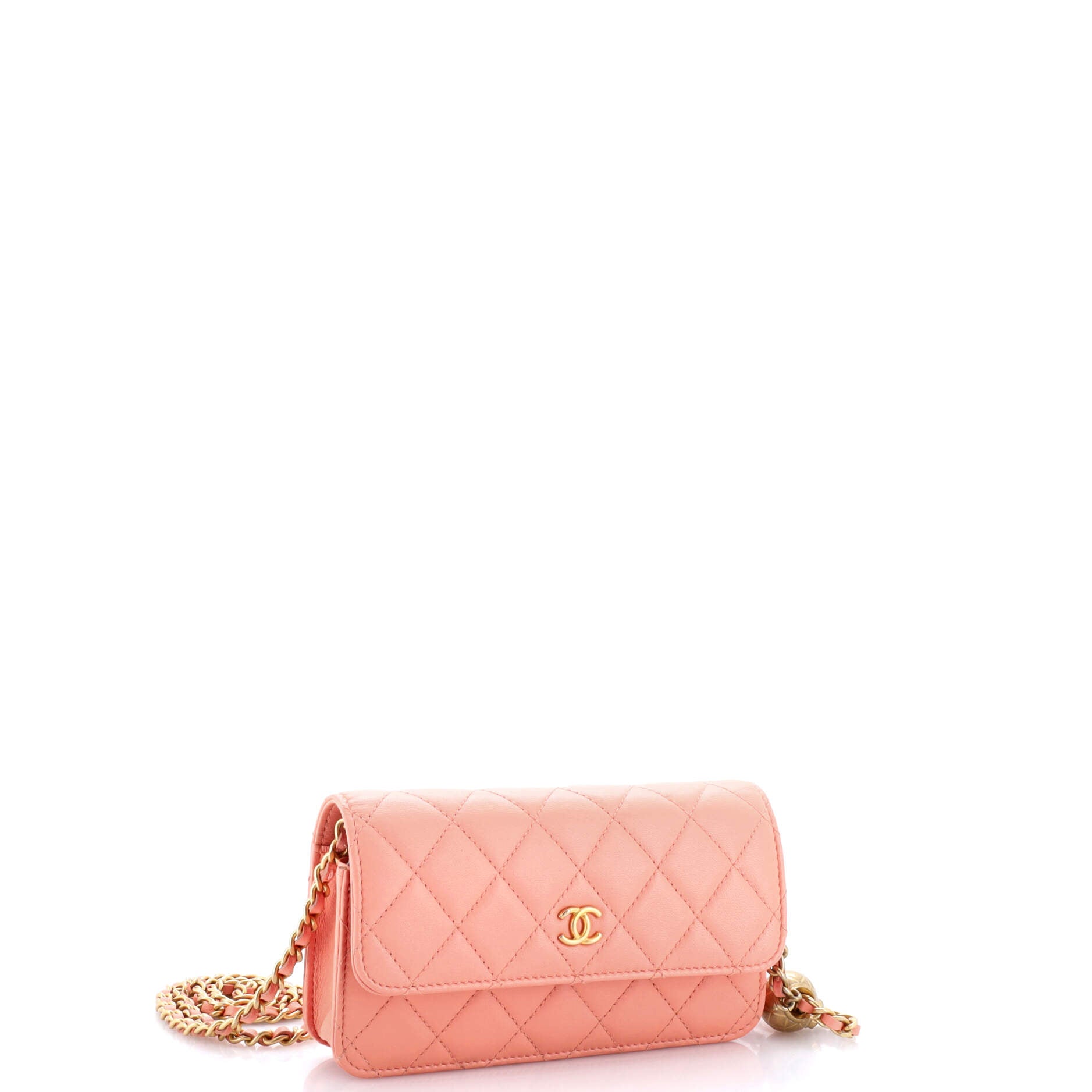 Chanel Pearl Crush Flap Phone Holder with Chain Quilted Lambskin
