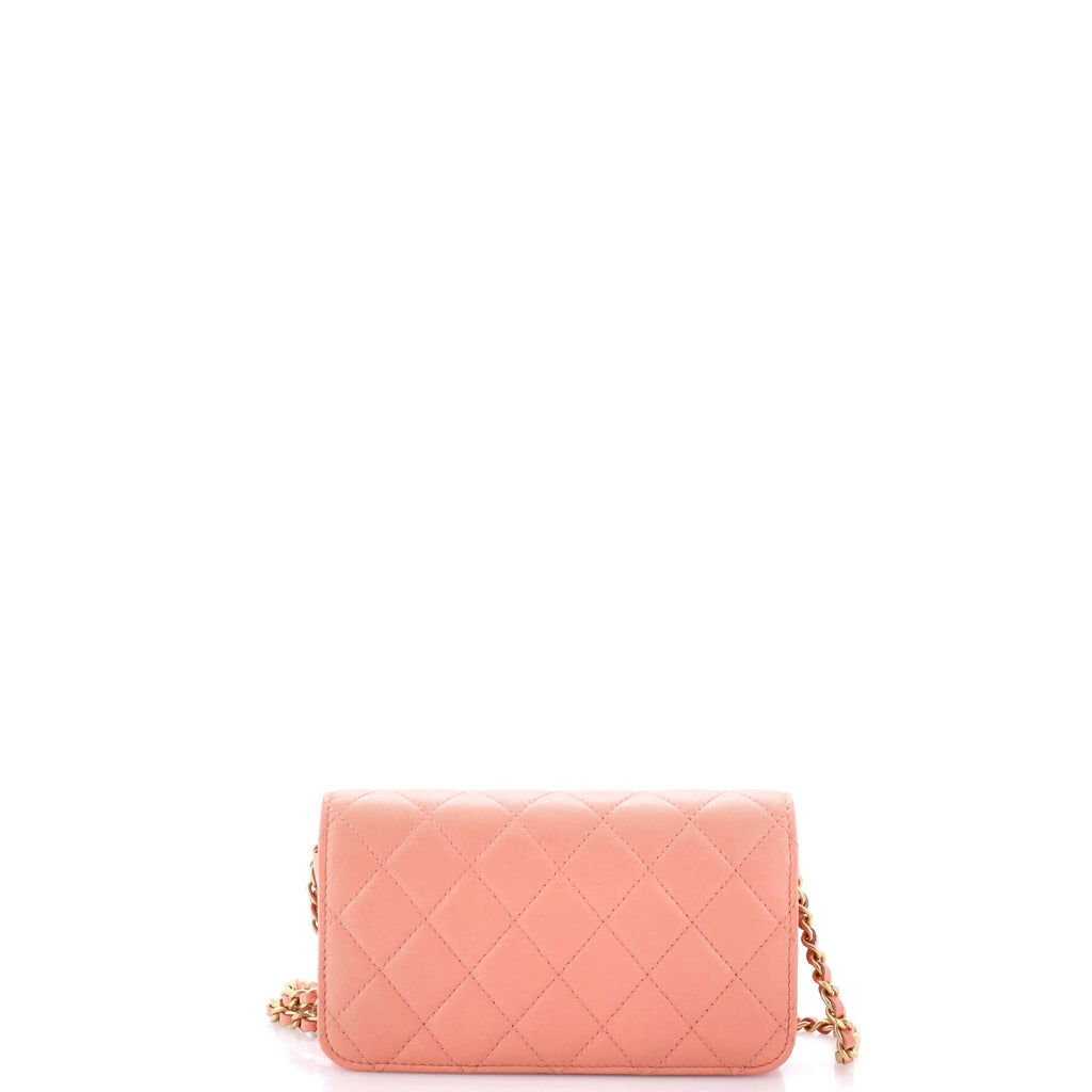 Chanel Pearl Crush Flap Phone Holder with Chain Quilted Lambskin
