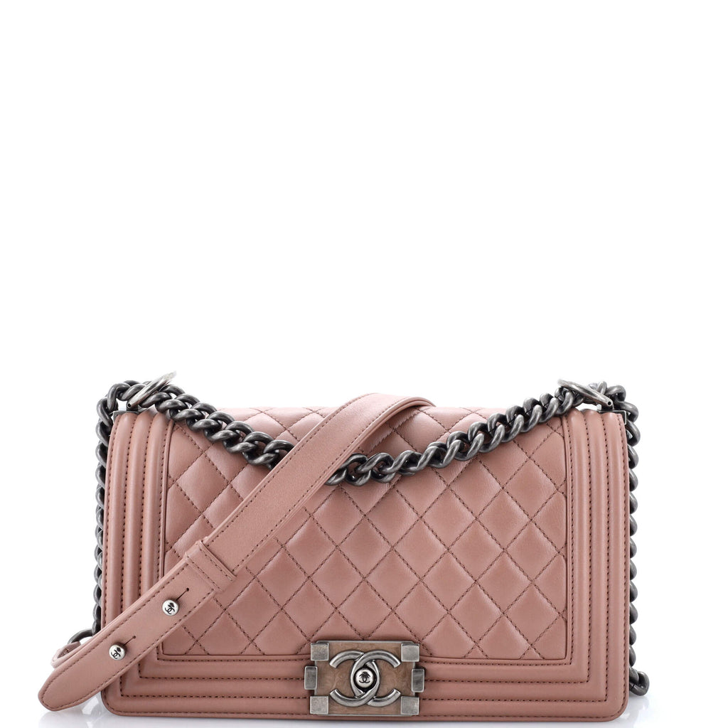 Chanel Boy Flap Bag Quilted Metallic Calfskin Old Medium