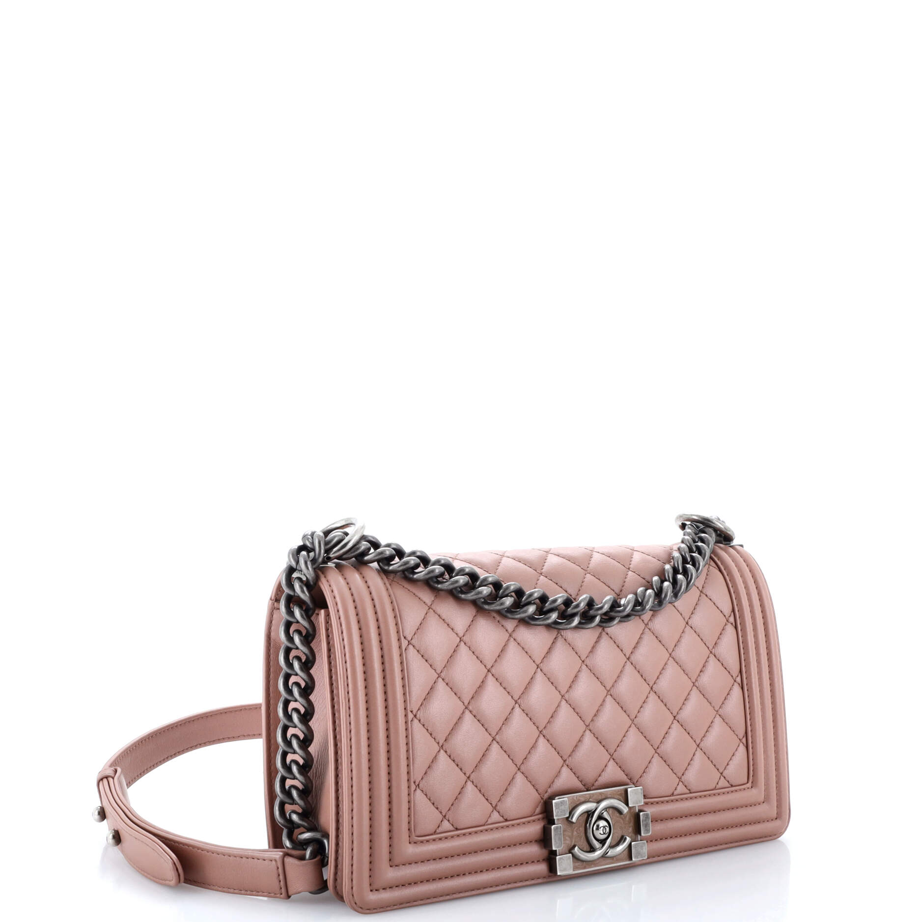 Chanel Boy Flap Bag Quilted Metallic Calfskin Old Medium