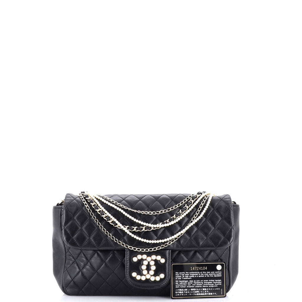 Chanel Westminster Pearl Chain Flap Bag Quilted Lambskin Medium