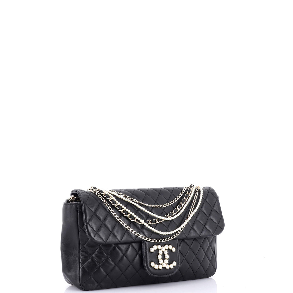 Chanel Westminster Pearl Chain Flap Bag Quilted Lambskin Medium