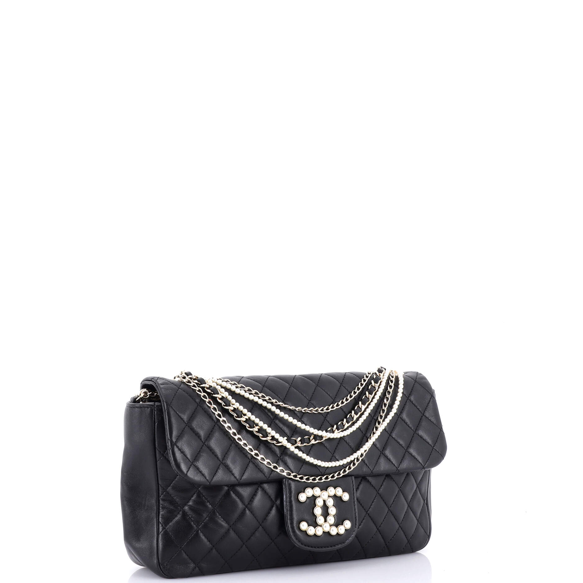 Chanel Westminster Pearl Chain Flap Bag Quilted Lambskin Medium