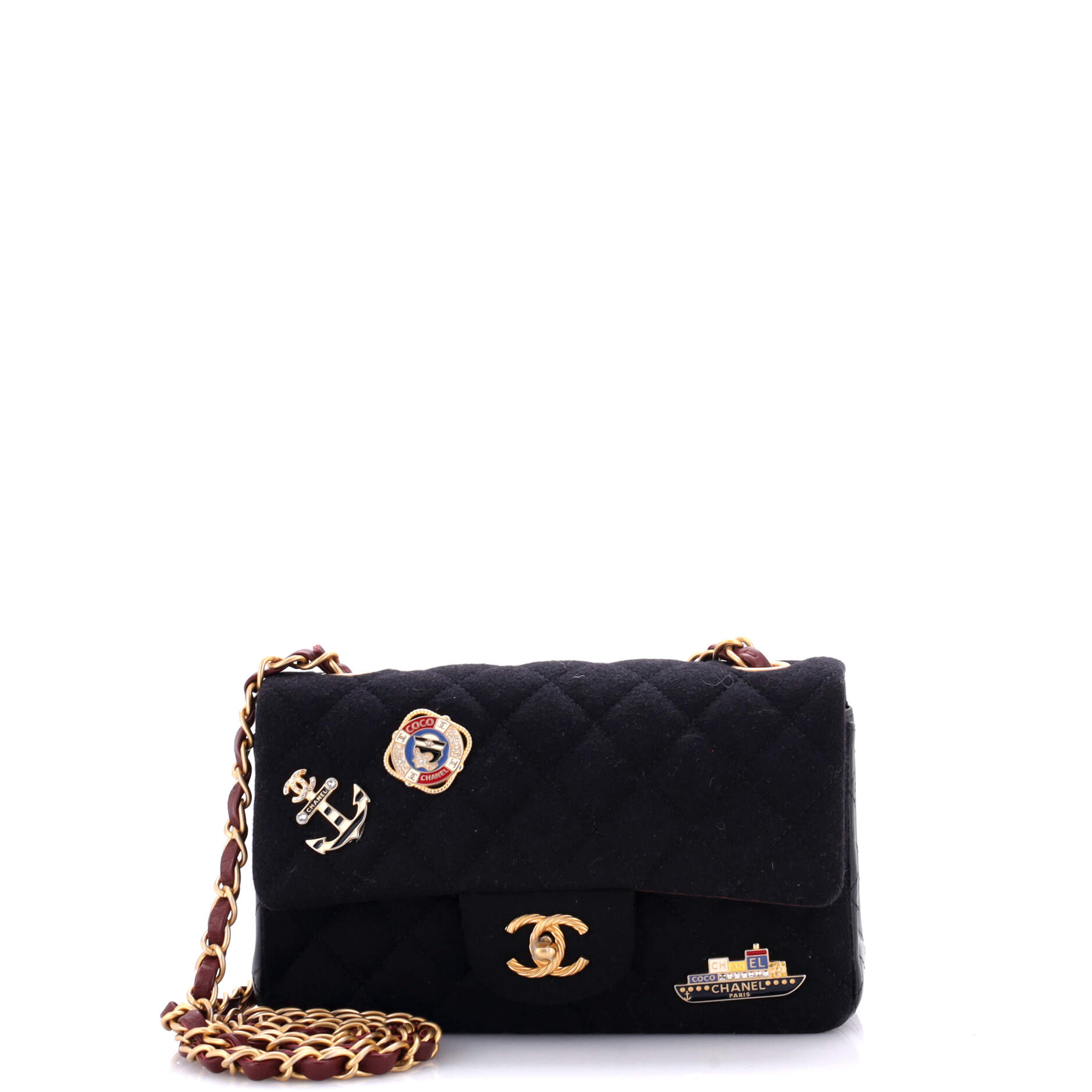Chanel Paris-Hamburg Charms Classic Single Flap Bag Quilted Wool and Lambskin Mini