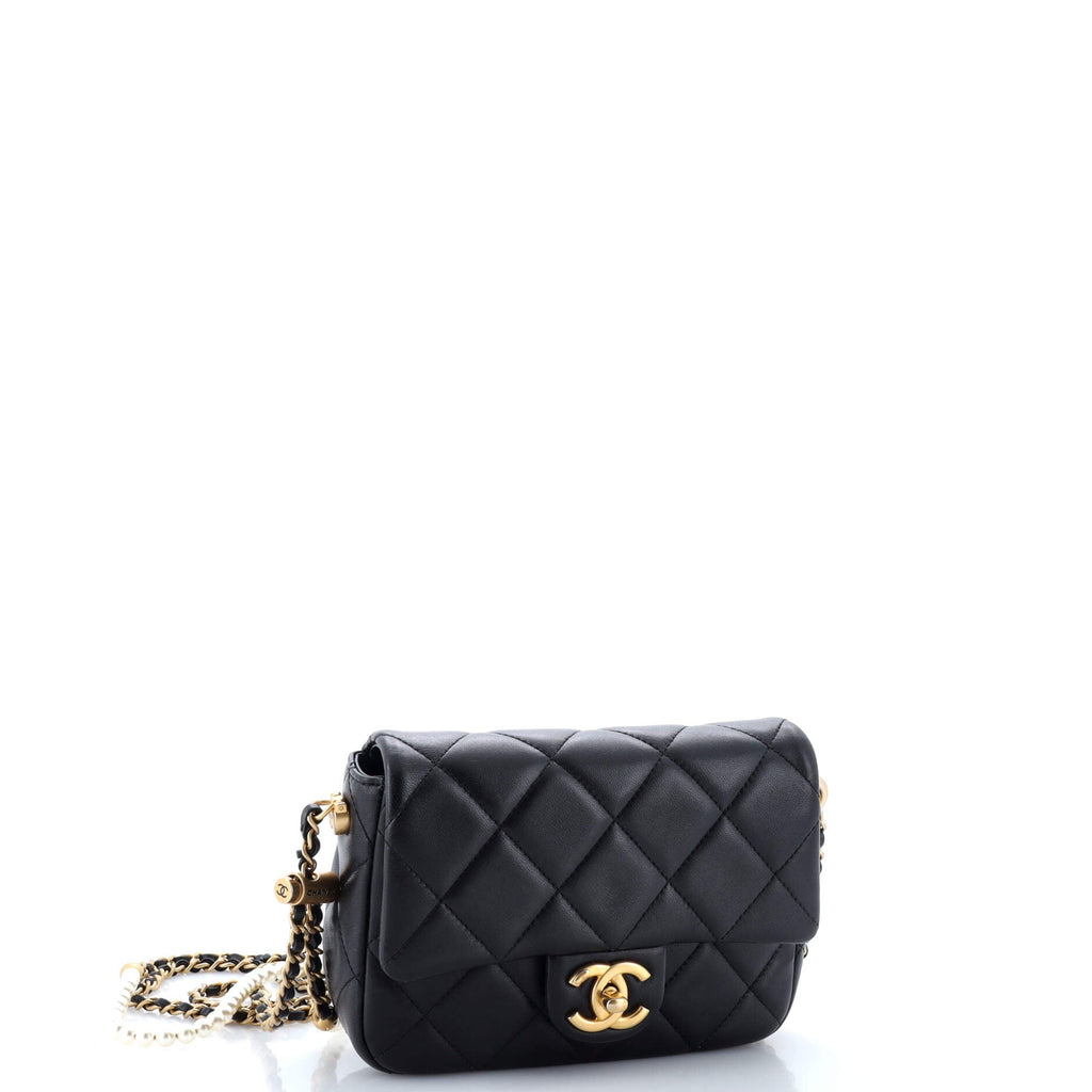 Chanel My Perfect Adjustable Chain Flap Bag Quilted Lambskin with Pearls Mini