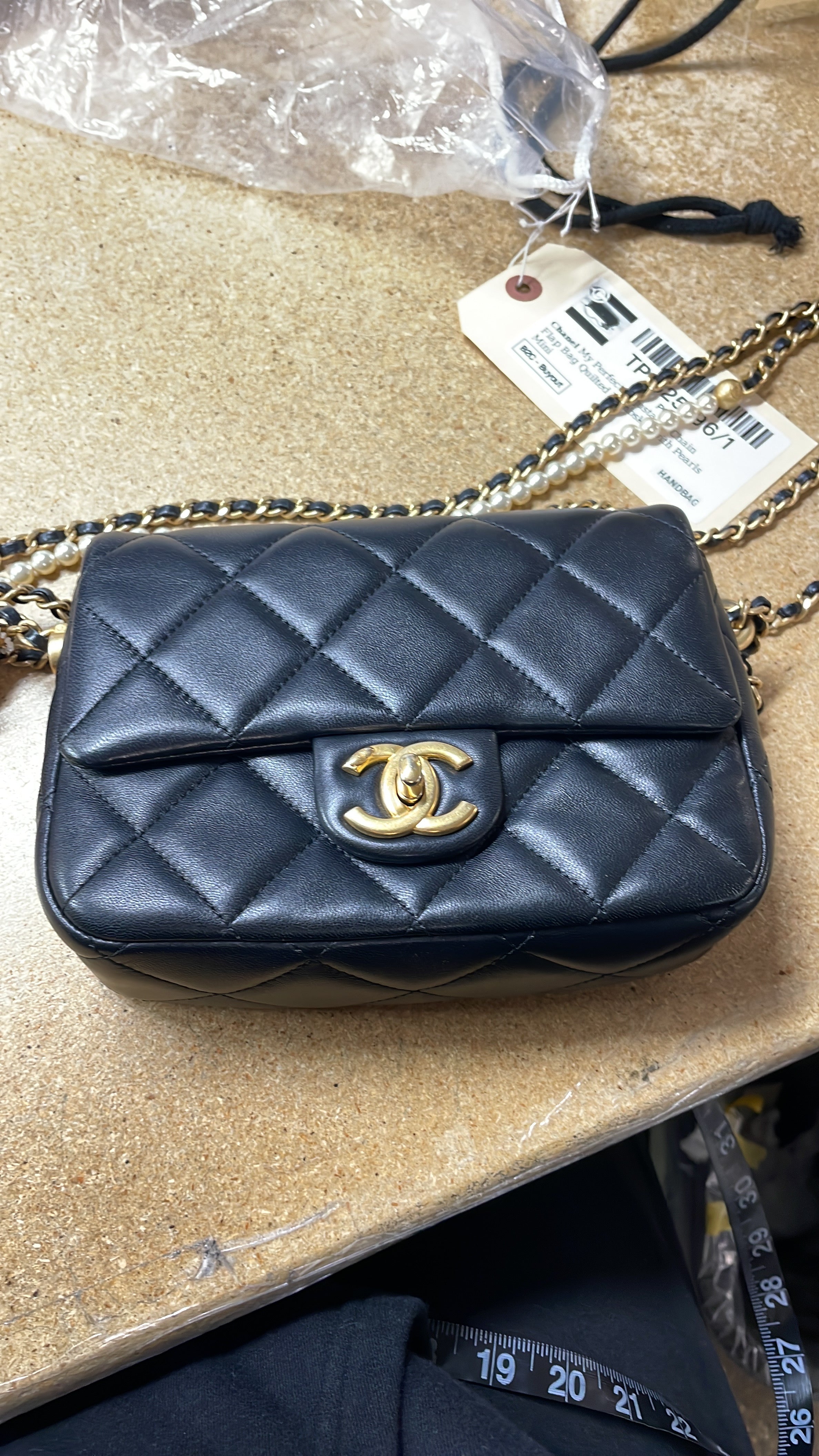 Chanel My Perfect Adjustable Chain Flap Bag Quilted Lambskin with Pearls Mini
