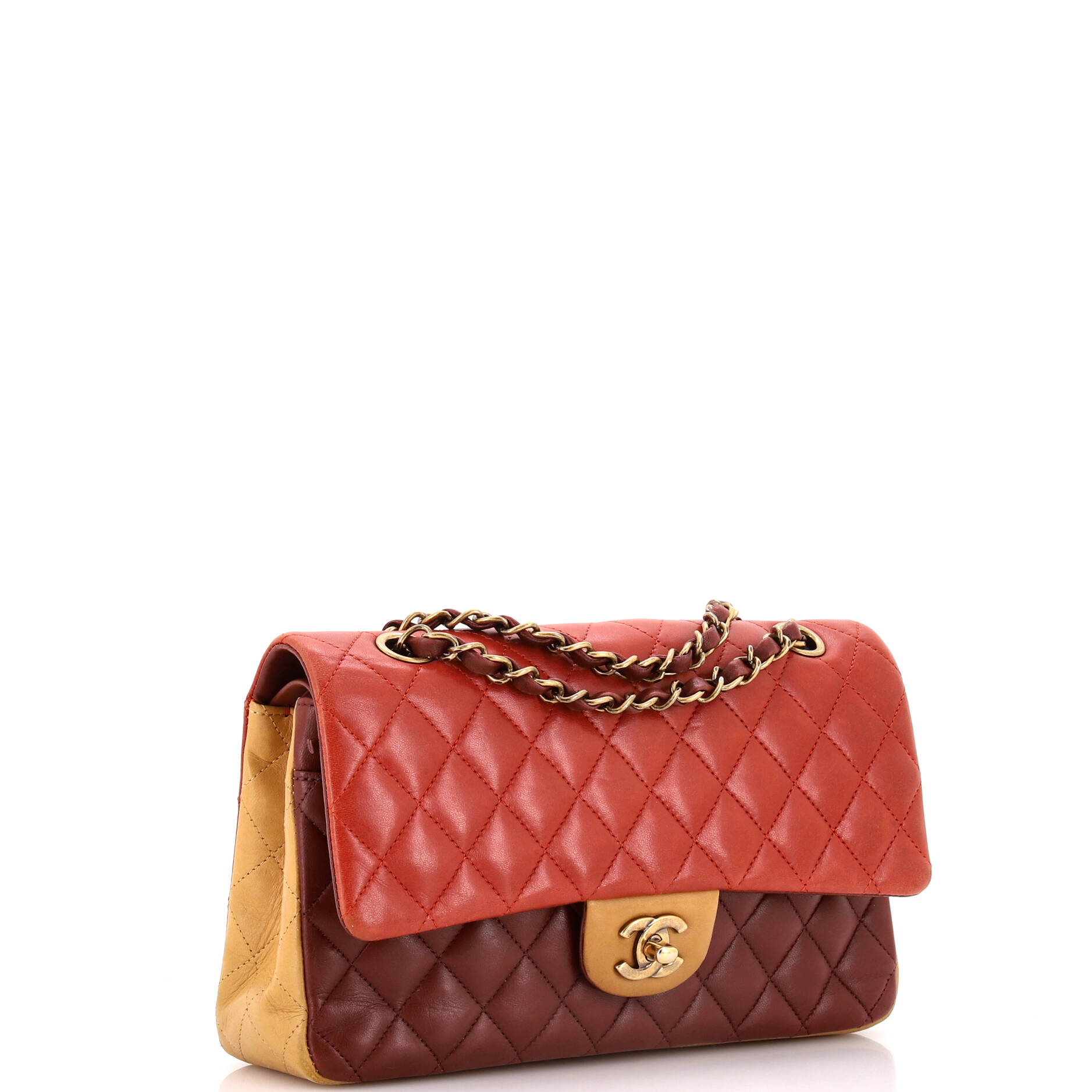 Chanel Tricolor Classic Double Flap Bag Quilted Lambskin Medium