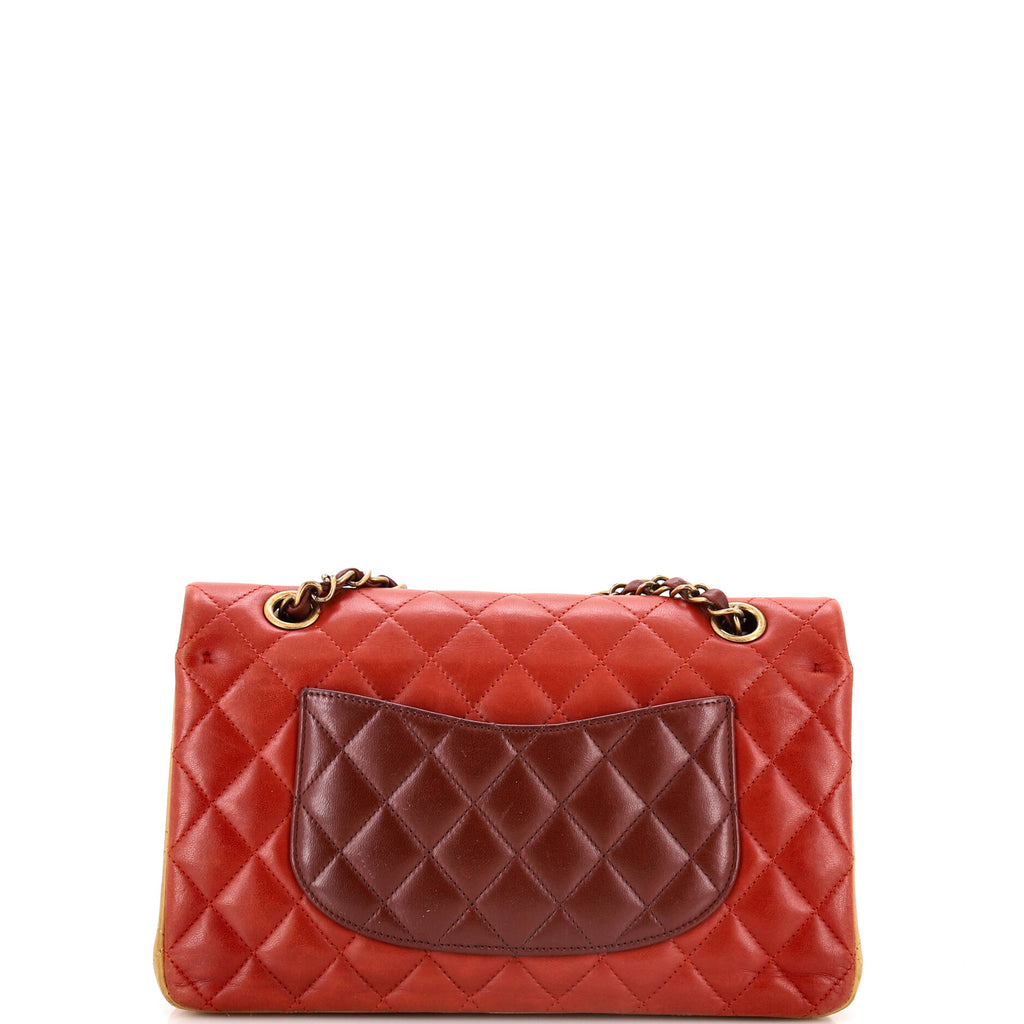 Chanel Tricolor Classic Double Flap Bag Quilted Lambskin Medium