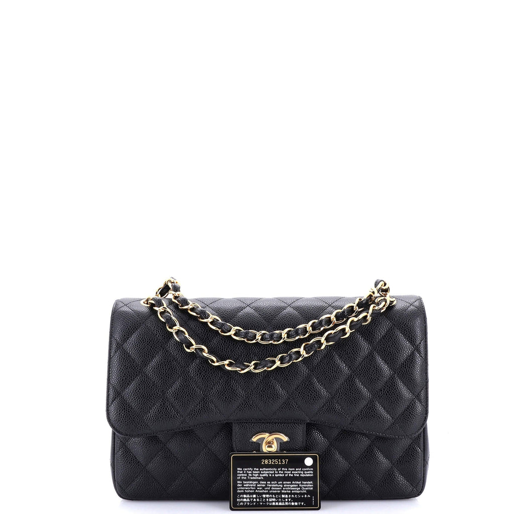 Chanel Classic Double Flap Bag Quilted Caviar Jumbo