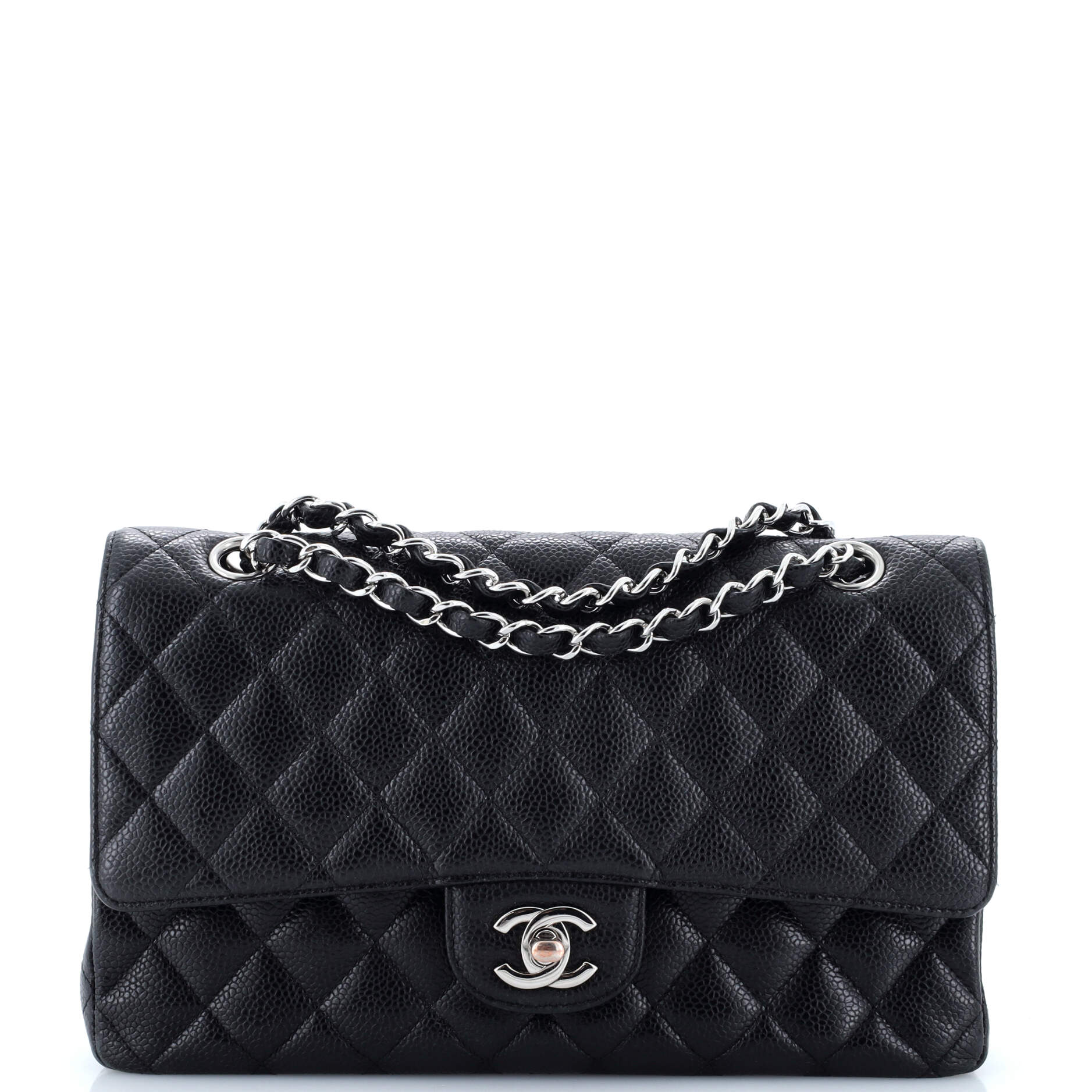 Chanel Classic Double Flap Bag Quilted Caviar Medium