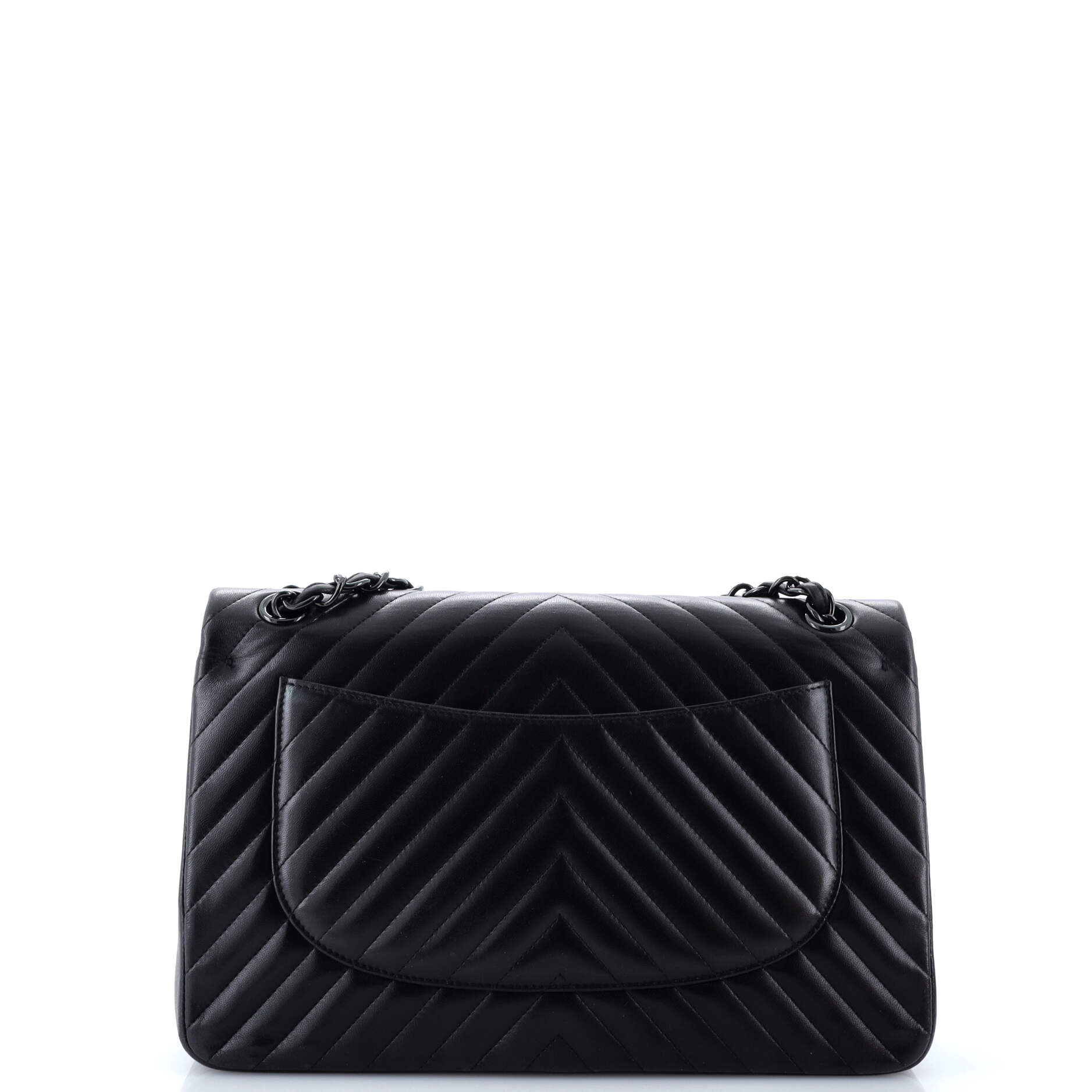 Chanel So Black Classic Double Flap Bag Chevron Lambskin Jumbo