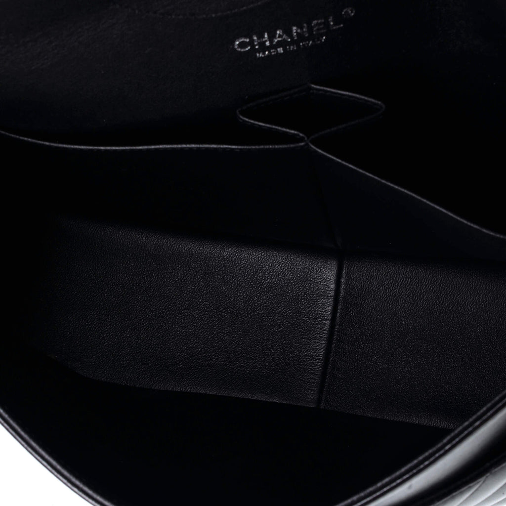 Chanel So Black Classic Double Flap Bag Chevron Lambskin Jumbo