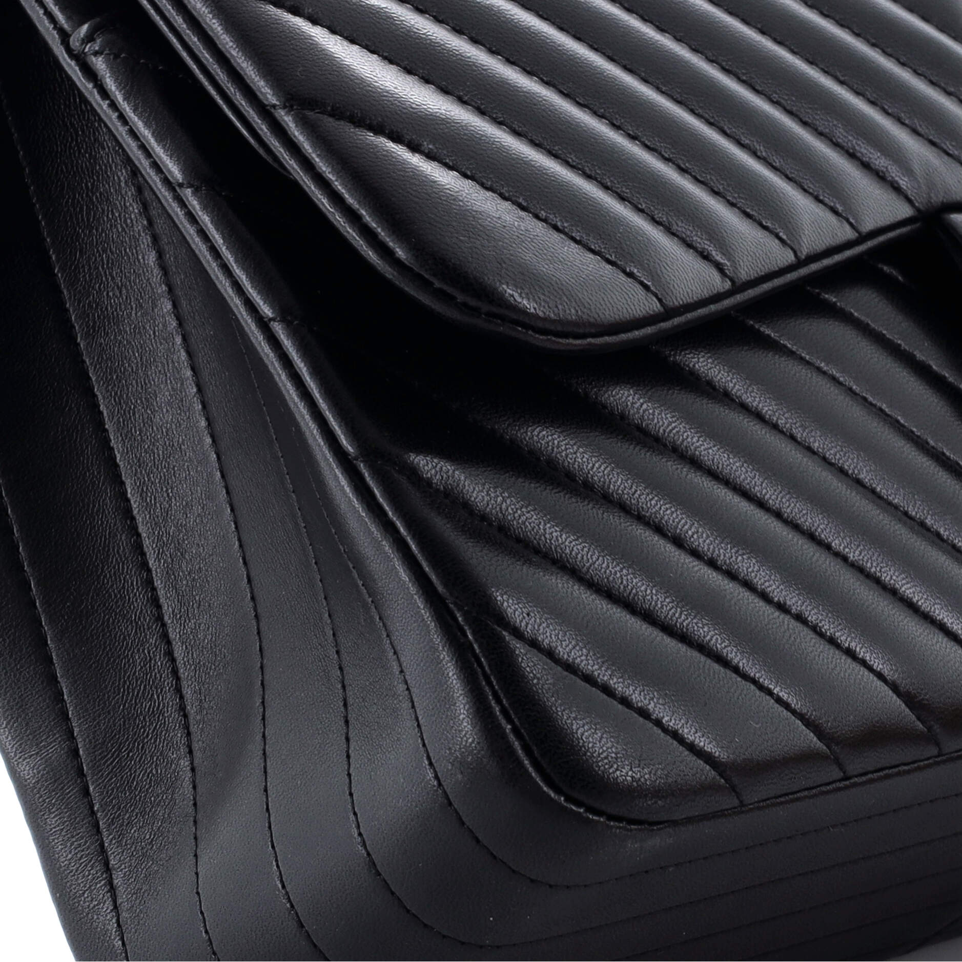 Chanel So Black Classic Double Flap Bag Chevron Lambskin Jumbo