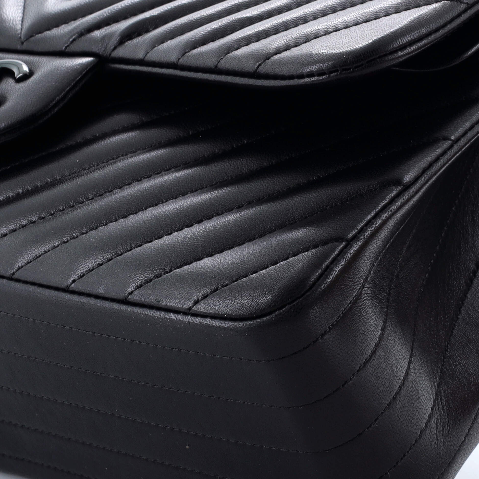 Chanel So Black Classic Double Flap Bag Chevron Lambskin Jumbo