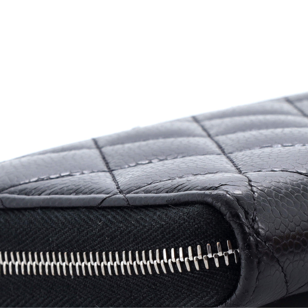 Chanel Zip Around Wallet Quilted Caviar Long