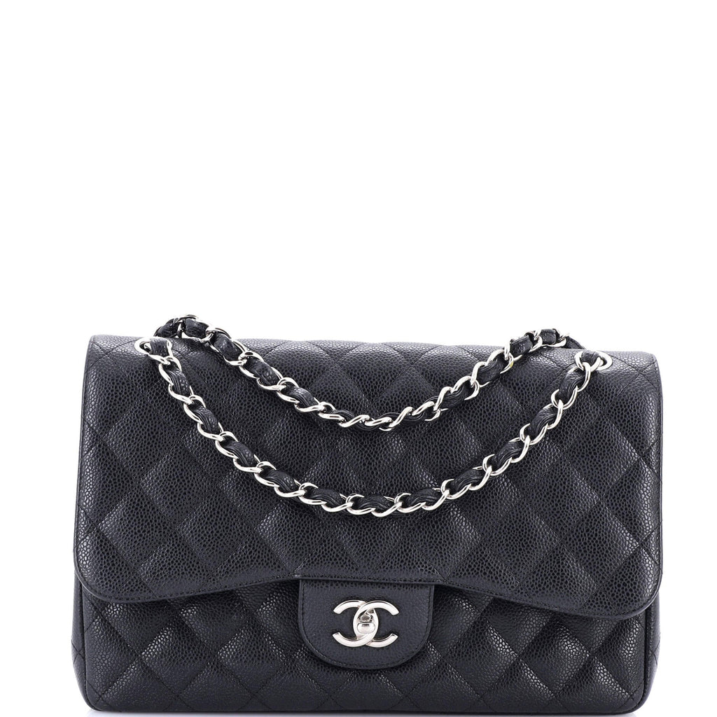 Chanel Classic Double Flap Bag Quilted Caviar Jumbo