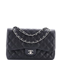 Chanel Classic Double Flap Bag Quilted Caviar Jumbo