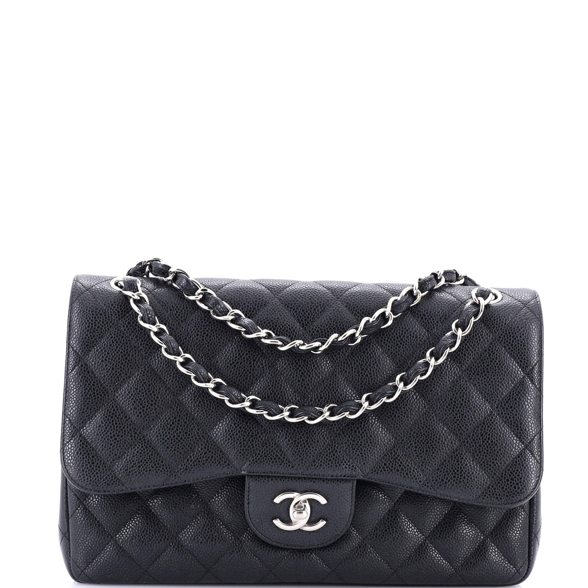 Chanel Classic Double Flap Bag Quilted Caviar Jumbo