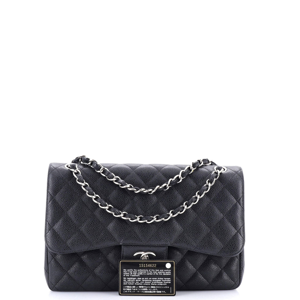 Chanel Classic Double Flap Bag Quilted Caviar Jumbo