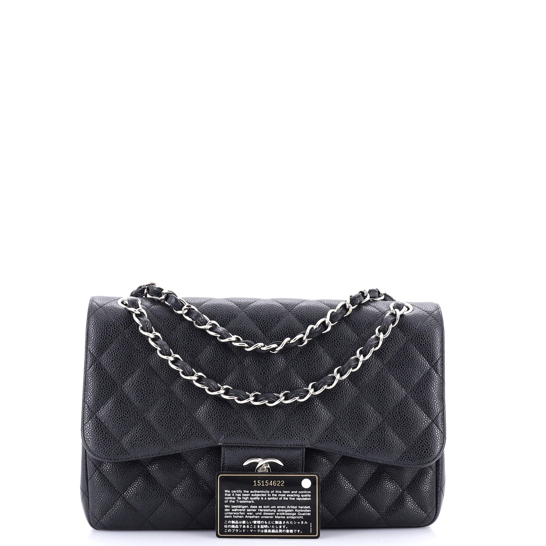Chanel Classic Double Flap Bag Quilted Caviar Jumbo